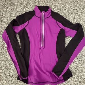 Lululemon Run U-Turn Pull Over - Purple and Black Long Sleeve Athletic Top